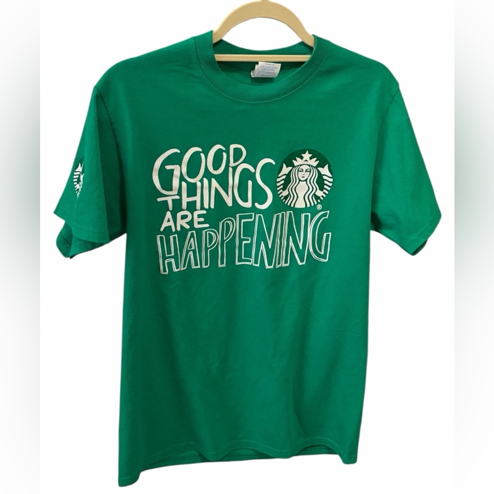 Starbucks "Good Things Are Happening" Green Graphic T-Shirt